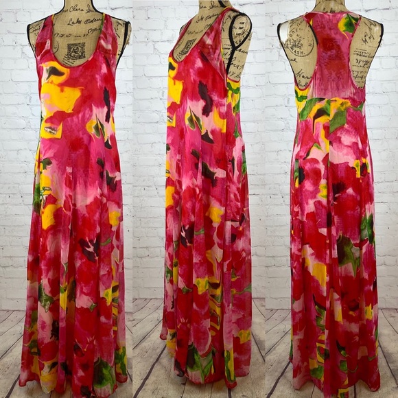 BB Dakota Semi Sheer Floral Racerback Flowy Maxi - Picture 1 of 1